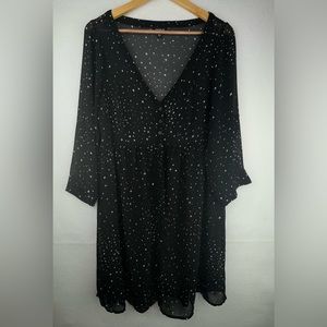 Torrid Celestial Stars Black Dress Women’s Large Plus Size 0 Sheer Midi